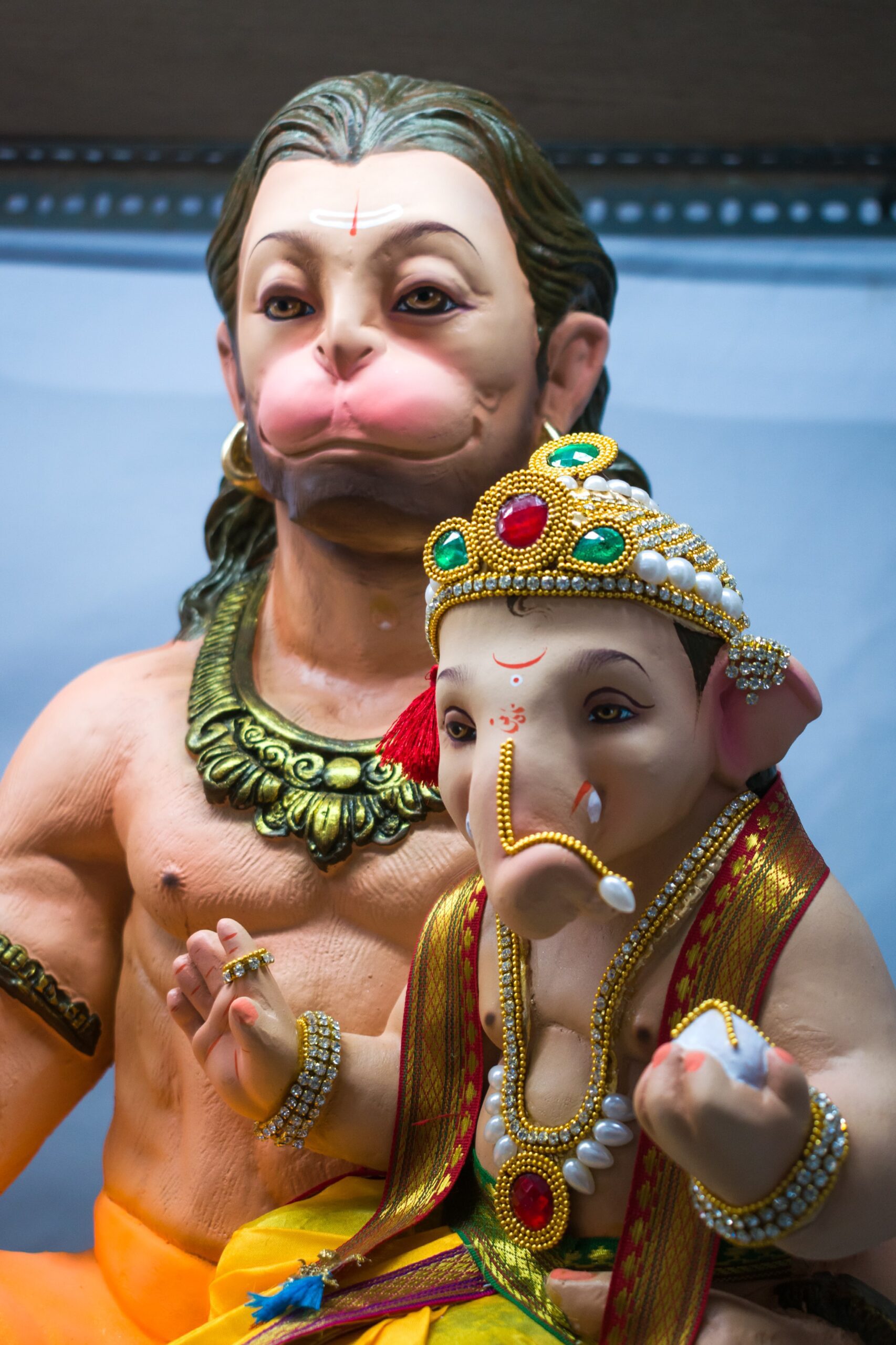 Hanuman statue and Ganesha,