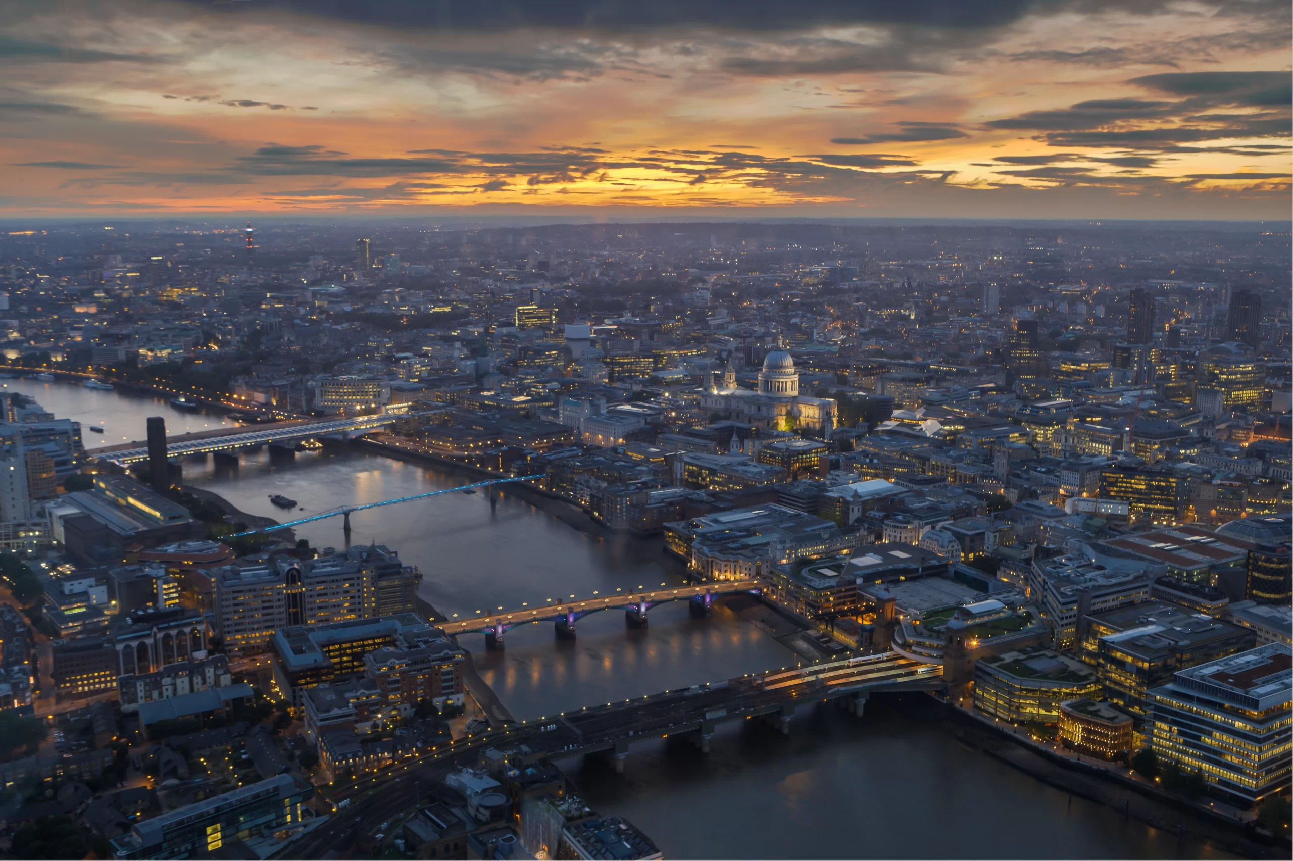 The Shard, London, United Kingdom Published on September 27, 2017 Canon, EOS 5D Mark II Free to use under the Unsplash License Shot from the top of The Shard