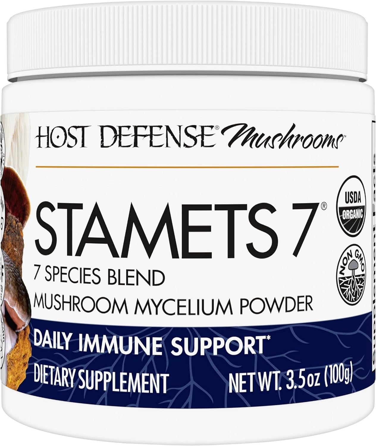 Host Defense Stamets 7 Mushroom Powder - 7 Species Blend - Mushroom Supplement for Immune Support with Royal Sun Blazei, Cordyceps, Reishi, Maitake,..